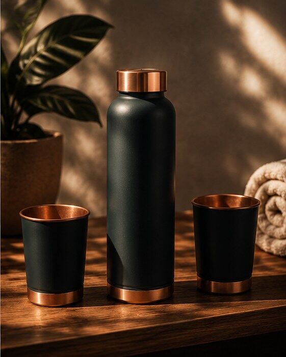 Puura Noir Set — Copper Bottle & 2 Tumblers view 2