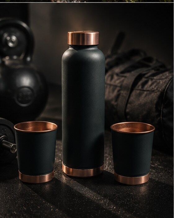 Puura Noir Set — Copper Bottle & 2 Tumblers view 3