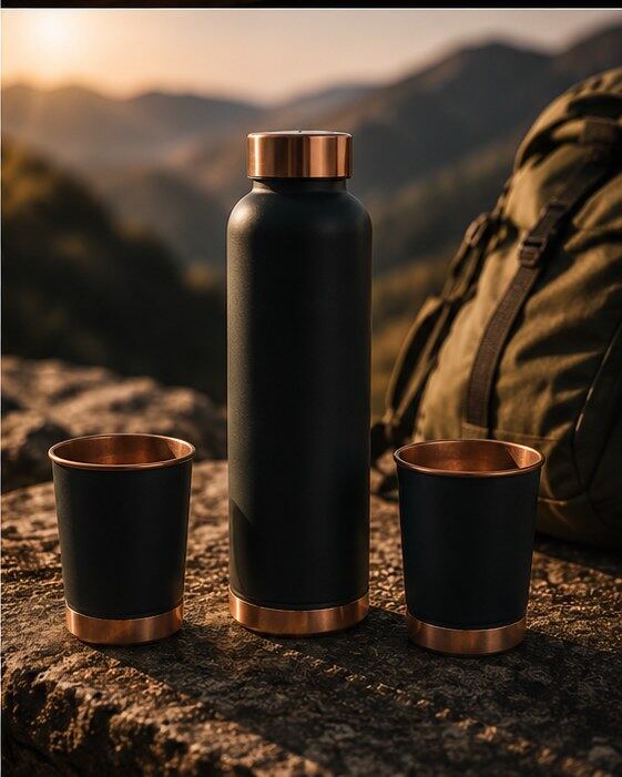 Puura Noir Set — Copper Bottle & 2 Tumblers view 4